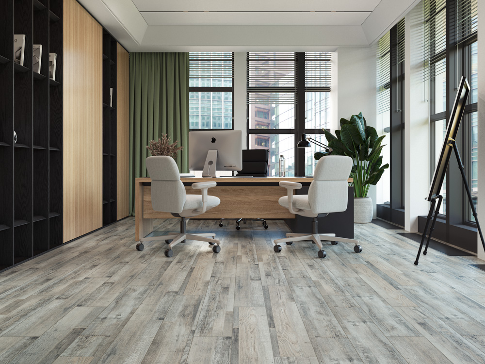 Кварцвиниловый SPC ламинат Cronafloor Wood Дуб Марсель ZH-81132-6 1200×180×4 фото в интерьере